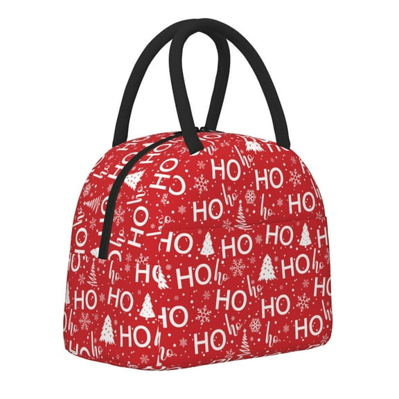 Logiee Christmas Hohoho Print Lunch Bag for Women & Men,Adult Insulated Lunch Box,Food Lunch Containers,Reusable High Capacity Lunch Tote Bags for Work, Travel, Outdoor