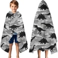 thumbnail image 3 of Gray Dinosaurs Camouflage Pattern Hooded Bath Towel，60"x35" for Ages 3 To 12 Kids, Quick Dry Lightweight Soft Microfiber Hood Beach Towel Cover Up for Kids, 3 of 7