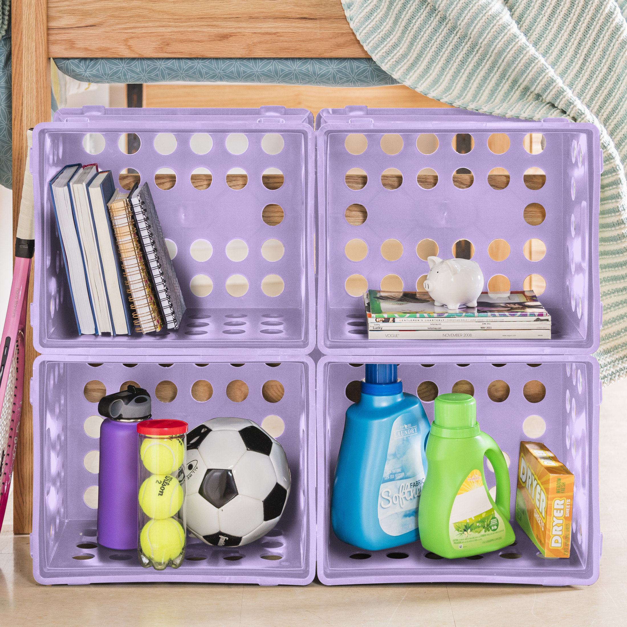 Sterilite File Crate, Versatile Plastic Bin with Through Handles, Letter or Legal-sized File Storage, Stackable, Lavender Sky
