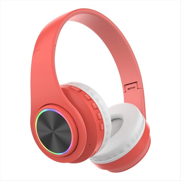Auriculares Bluetooth, Auriculares Inalámbricos Bluetooth Inteligentes Auriculares Estéreo de Alta Fidelidad Plegables para Oficina en Casa Rojo
