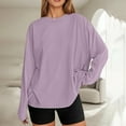 thumbnail image 2 of Women's Long Sleeve Tops Tshirts Fashion Oversized Casual Basic Crewneck Fall Clothes for Women Tees Blouses, 2 of 6