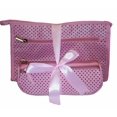 thumbnail image 1 of 2 Piece High Fashion Print Cosmetic Makeup Bag Matching Set Pencil Bag and Makeup Case Pink Polka Dots, 1 of 3