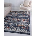 thumbnail image 1 of Unique Loom Morocco Collection Abstract Border, Diamond, Bohemian Area Rug, 9 ft x 12 ft, Navy Blue/Black, 1 of 2