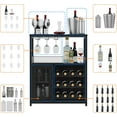 thumbnail image 6 of Wine Bar Cabinet with LED Lights, Adjustable Shelves Wine Cooler, Mini Bar for Home, Farmhouse Wooden Wines Rack, 36″ Tall Liquor Cabinet for Home, Kitchen,Dinning Room,Living Room,Retro, 6 of 7
