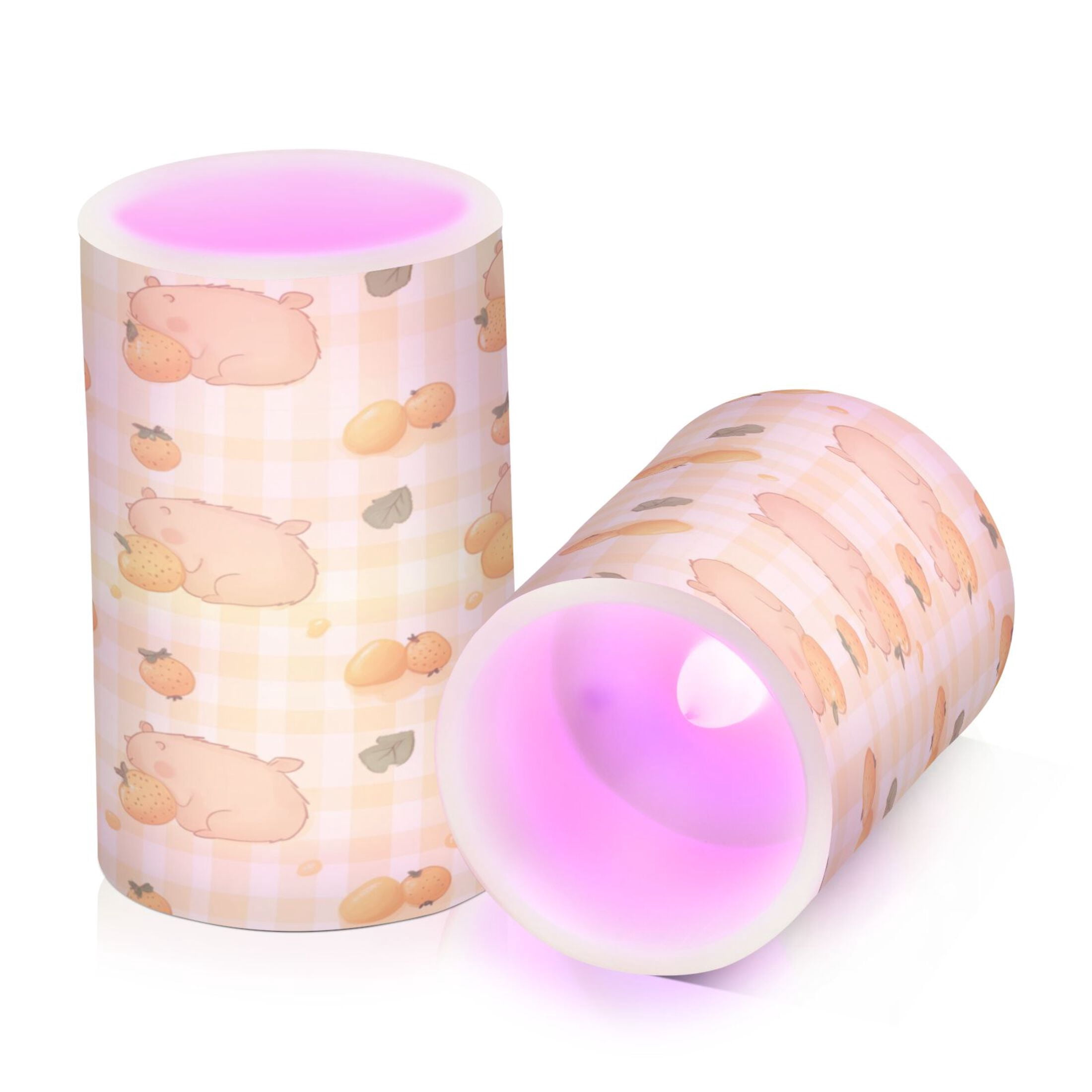 2 PCS Flameless Candles with Remote Timer LED Battery Operated Flickering Candle Light for Wedding Table Home Decoration Gifts Light Brown Capybara
