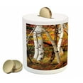 thumbnail image 2 of Fall Piggy Bank, White Birch Trees Autumn Leaves Growth Wilderness Ecology Calm Serene View Print, Ceramic Coin Bank Money Box for Cash Saving, 3.6" X 3.2", Multicolor, by Ambesonne, 2 of 4