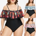 thumbnail image 4 of Womens Plus Size Swimsuit Swimwear One Piece Leakproof Swimsuit Off Shoulder Ruffled Bathing Suits For Women Teen Girls, 4 of 8