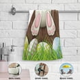 thumbnail image 5 of Brown Wooden Board Hand Towels 2 PCS, Easter Bunny Eggs Kitchen Towel Ultra Soft and Highly Absorbent,Decorative Fingertip Face Towel for Bathroom Hotel, 28.3"x14.4", 5 of 5