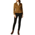 thumbnail image 2 of INSPIRE CHIC Women's Faux Suede Button up Casual Open Front Drawstring Long Sleeve Blazer S Light Brown, 2 of 5