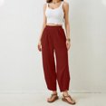 thumbnail image 4 of UKLASQMA Pantalon Décontracté pour Femmes Couleur Unie avec Poches - Ceinture Élastique Bas Confortables, Rouge 2TG, 4 of 5