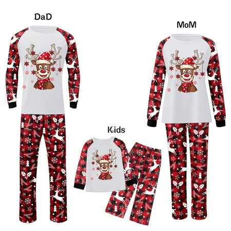 

Shldybc Christmas Family Pajamas Matching Sets Parent-child Attire Christmas Suits Patchwork Plaid Printed Homewear Round Neck Long Sleeve Pajamas Two-piece Mom Sets for Holiday Xmas Sleepwear Set