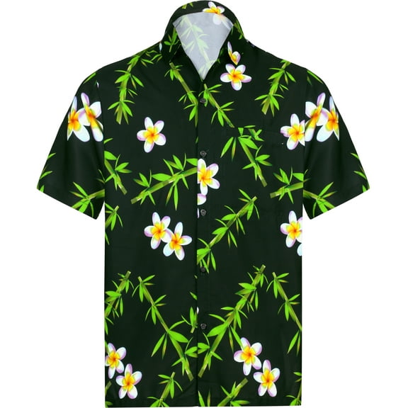 LA LEELA Men's Hawaiian Shirts Short Sleeve Button Down Shirt Mens Casual Shirts Holiday Tropical Beach Summer Party Shirts for Men Funny L Floral, Black