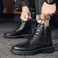 thumbnail image 2 of Botas Martin con cremallera y aumento de altura para hombre, informales, de cabeza redonda, con costuras de otoño e invierno, color negro, 2 of 6