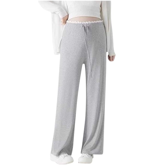 OWUUcdse Women's Maternity Pants, Belly Support Breathable Casual Stretchy Pants for Women Gray Size L