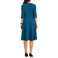 thumbnail image 3 of INSPIRE CHIC Vintage 3/4 Sleeve Dress for Women's Elegant Boat Neck Wear to Work Dress Trendy XS Lake Blue, 3 of 6