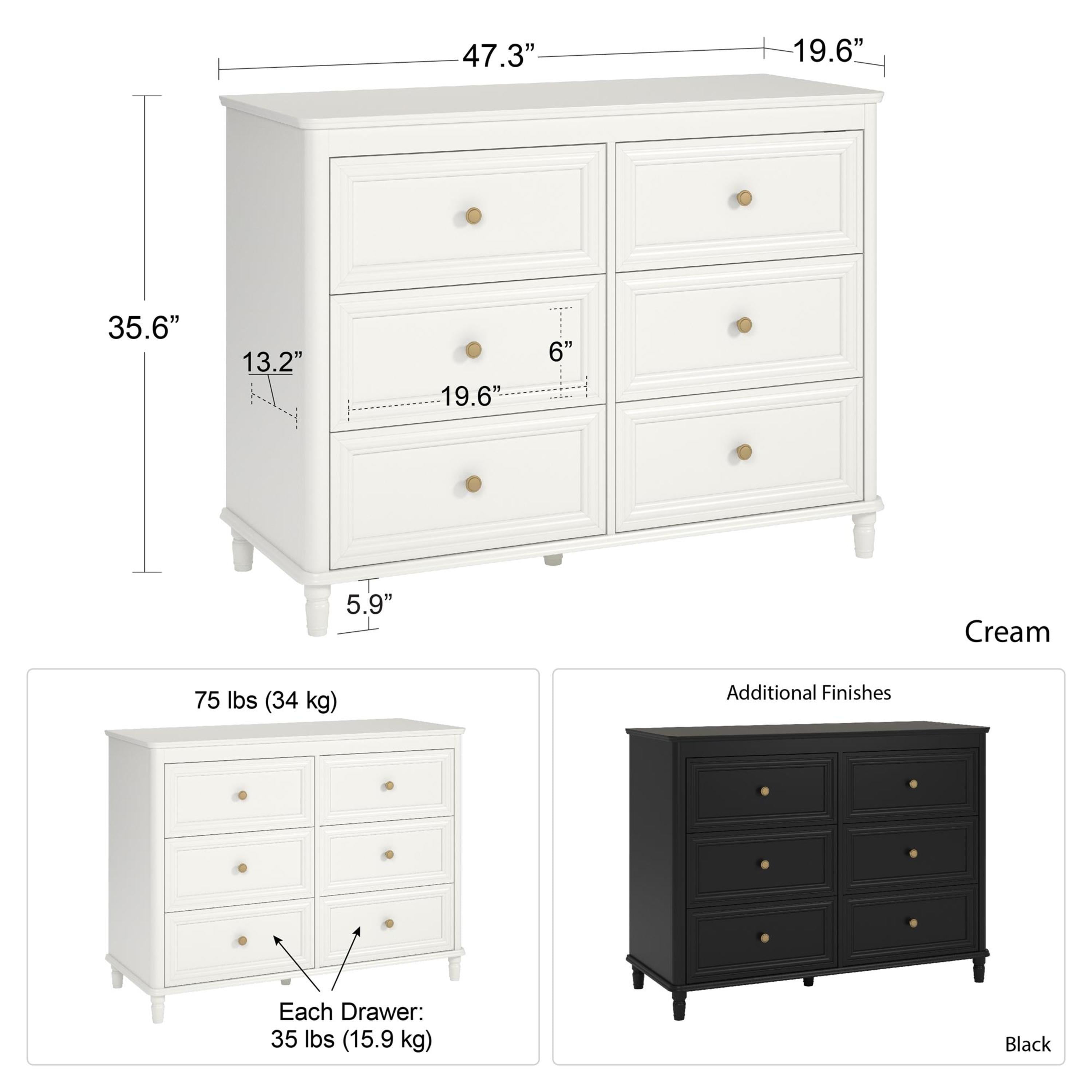 Little Seeds Piper Kids' 6-Drawer Dresser, Black