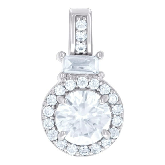 925 Sterling Silver Womens Emerald-cut Round Cubic Zirconia Fashion Charm Pendant Necklace 16.2x8.8mm Wide Pendant for W