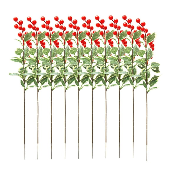 kkbbma Up To 50% Off 10 Pack Artificial Red Berry Stems, Long Christmas Red Berries Faux Red Berry Picks for Christmas Tree, Red Holly Berry Branches for Christmas Floral Arrangements Vase Decorations