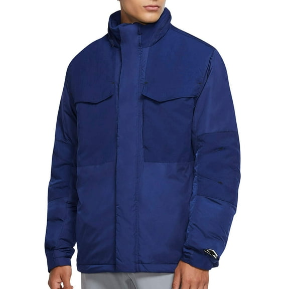 Nike Sportswear Men's Synthetic-Fill Full Zip Insulated Hooded Jacket (Blue Void/Black/Black, M)