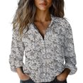 thumbnail image 2 of Endives Womens Cotton Shirt Art Printed Button Down Shirts Casual Womens Tops Long Sleeve Blouse, 2 of 7