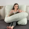 thumbnail image 5 of TOPCHANCES Pregnancy Pillow, J-Shape Full Body Maternity Pillow for Side Sleeping with Removable Cover, 27 * 57inch, Light Green, 5 of 18