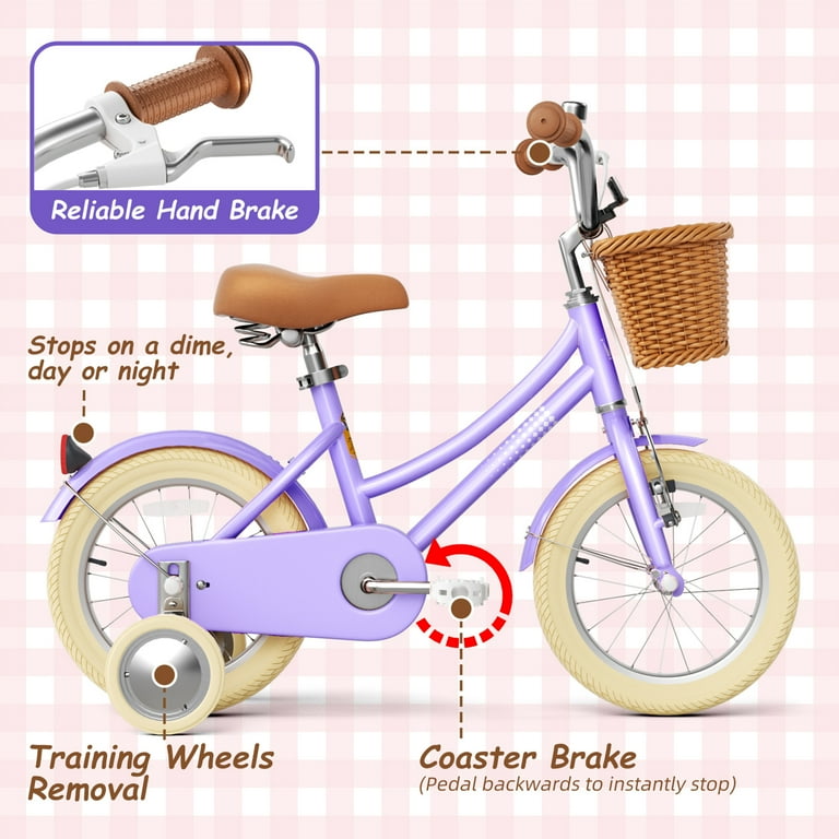 XJD Girls Bike, 12 Inch, Adjustable Seat and Handlebar, Training
