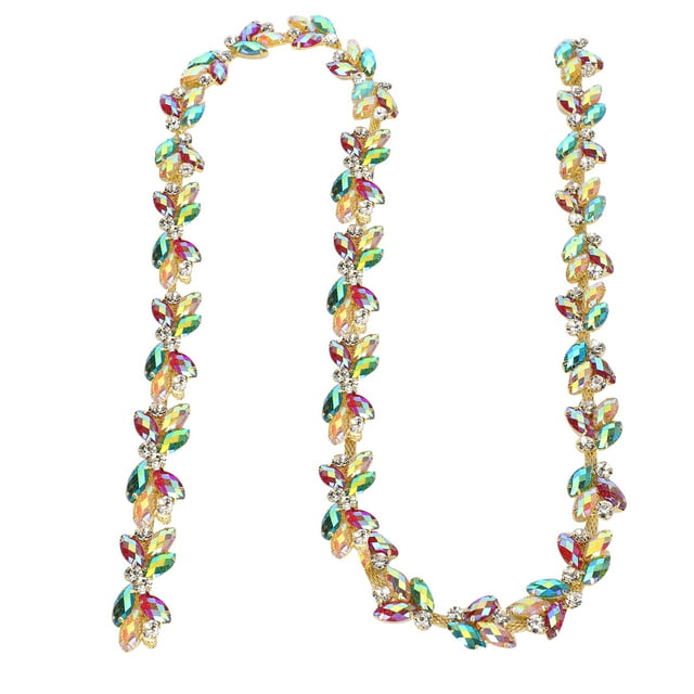 Not Easy To Change Color Rhinestone, Exquisite Workmanship Rhinestone Chain, Crafts DIY For Dresses, Clothes, Bags, Shoes Wedding 3cm White,2.5cm Red,2cm Green