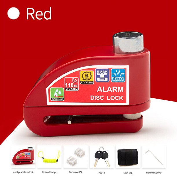 Candado antirrobo de aleación de aluminio para motocicleta, candado de seguridad con alarma para bicicleta, recordatorio de bloqueo de cuerda, accesorio para motocicleta