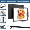 thumbnail image 2 of FHZLAJ Mesa de Luz para Calcar Dibujo A4, Tablero de Iluminaci&oacute;n Almohadilla de Luz LED Copia 6 Modos Ajustable Recargable con Bot&oacute;n T&aacute;ctil para Artista Pintura Diaman, 2 of 6