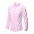 thumbnail image 3 of Camisa blanca de manga larga para hombre, sin planchado, para trabajo profesional, con cuello, informal, con botones, tallas grandes S-5XL, 3 of 5