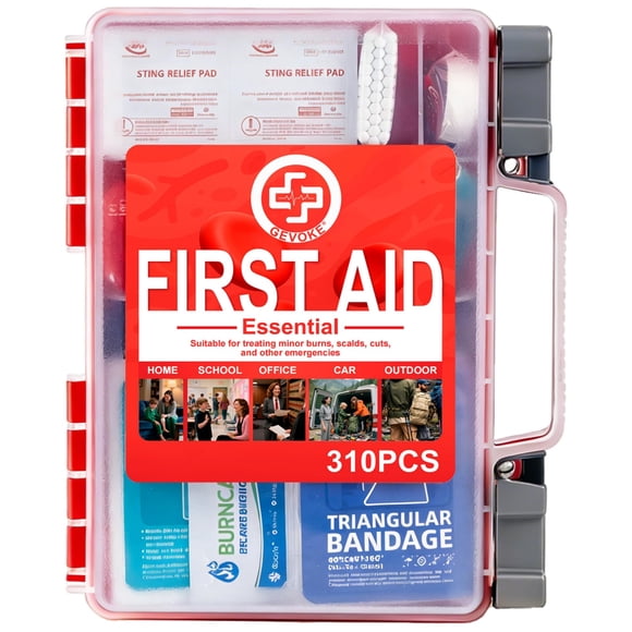 Gevoke Professional First Aid Kit - 310 Piece HardCase Medical Kit for Home, Car, Camping, Travel, Hiking, Truck, Office, Sports, Vehicle & Outdoor E