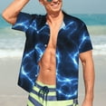 thumbnail image 4 of Uemuo Blue Lightning Printed Regular Fit Short Sleeve Casual Hawaiian Shirt for Men,Aloha shirt,Tropical shirt,Floral print shirt,Vacation Beach shirt-X-Large, 4 of 9