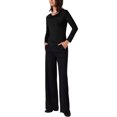 thumbnail image 2 of Camiseta ajustada de manga larga con cuello drapeado para mujer INSPIRE CHIC, suave, color negro, 2 of 6