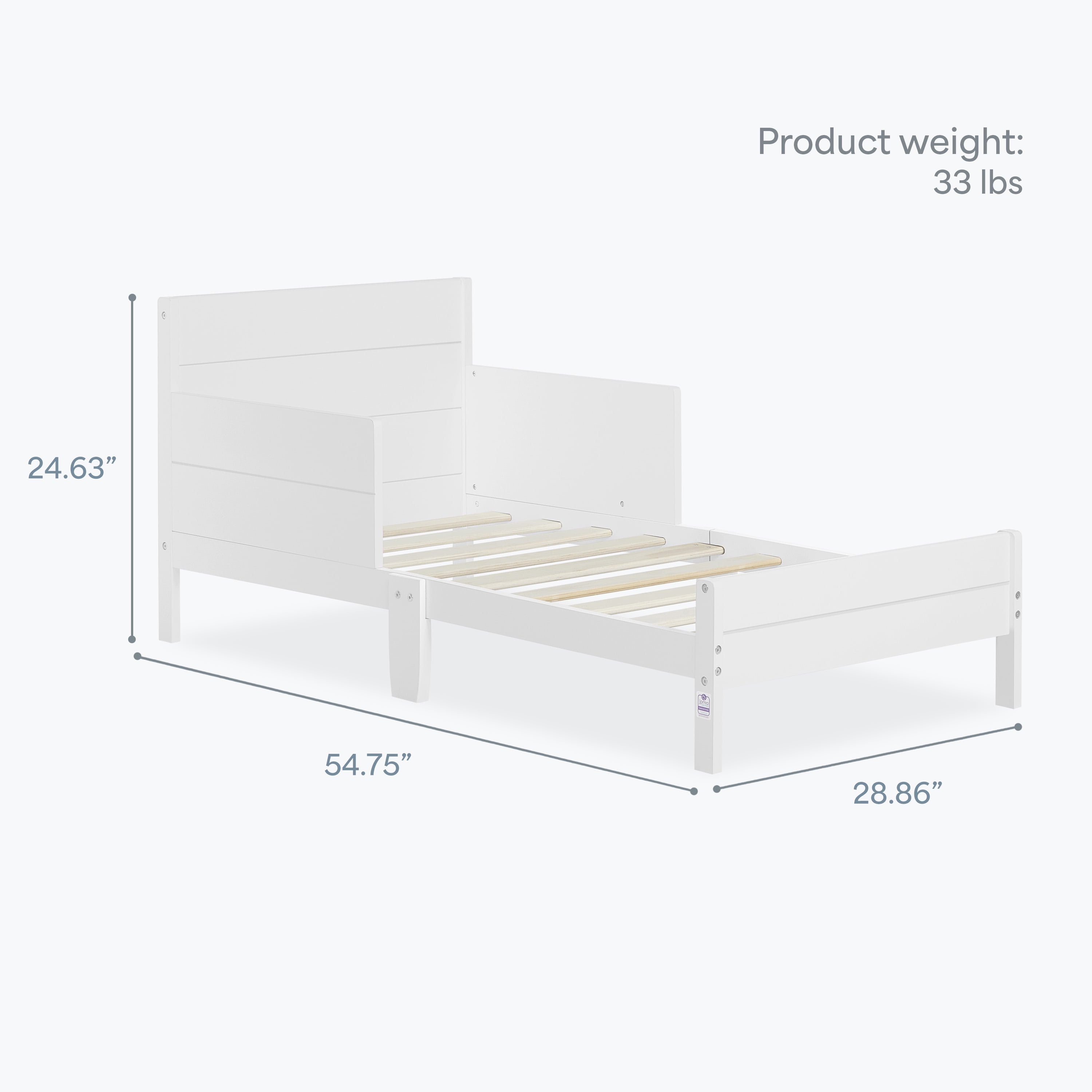 Dream On Me Holland Toddler Bed made with Sustainable New Zealand Pinewood, White