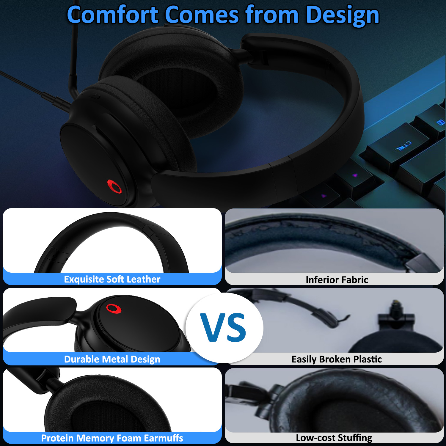 Wireless Gaming Headset,AILKIN 48Hrs PC Gaming Headset with Mic for PS5 PS4 Switch with Bluetooth+2.4 GHz+USB Gaming Headphones Noise Canceling Microphone,Wired Gaming Headset for Xbox Series,Black