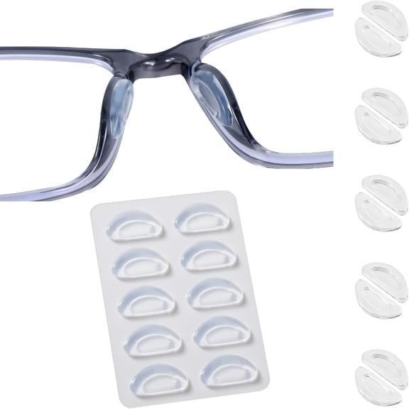 GJX Eyeglass Nose Pads-Upgraded Soft Silicone Adhesive Glasses Nose Pad,Anti-Slip Nose Pads for Glasses Full Plastic Frames Sunglasses (5 Clear Pairs)