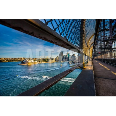 Opera House on Walking Way on the Harbor Bridge, Sydney, Australia. Print Wall Art By
