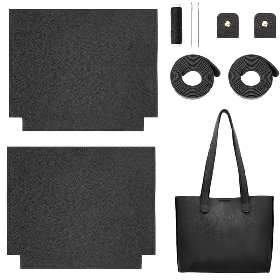 DIY PU Leather Tote Bag, EEEkit Crafting Personalized Handbag, Reusable Shopping Bag, Black