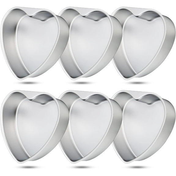 6 Pieces Heart Shaped Cake Pans Bulk 8 Inch Aluminum Cake Heart Cake Mold DIY Baking Heart Pans Heart Cake Bakeware Mold Cake Pans for Kitchen Birthday Wedding Supplies