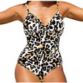 thumbnail image 2 of REORIAFEE One Piece Swimsuit for Women Sexy Bathing Suit Swimwear Vintage Bathing Suit Padded Without Underwire Bikini Deep V One Piece Swimsuit Khaki M, 2 of 9