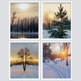 thumbnail image 2 of PixonSign Framed Wall Art Sunset Snowy Winter Forest Landscape Prints, Set of 4 Nature Wilderness Wall Decor Arts, Wall Décor, Adhesive Canvas Poster, Modern Home Artwork - 11"x14" White, 2 of 5