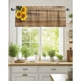 thumbnail image 2 of Retro Valances for Windows Sunflowers Rustic Wood Grain Texture Pastoral Style Valance Rod Pocket Short Window Treatments Curtains for Kitchen Bathroom Living Room Bedroom, 60 x 18 Inch, 2 of 7