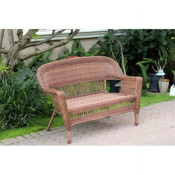 Jeco W00205-L Honey Wicker Patio Love Seat