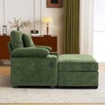 thumbnail image 3 of Oversized Chenille Chair with Ottoman , USB Charging - Convertible Sofa Bed with Cup Holders, Storage Armrests for Living Room, Bedroom, Apartment,Beige, 3 of 11