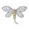 thumbnail image 1 of 925 Sterling Silver Citrine Dragonfly Floating Open Chain Slide Pendant Necklace Charm Gemstone Birthstone November Insect Arachnid, 1 of 6