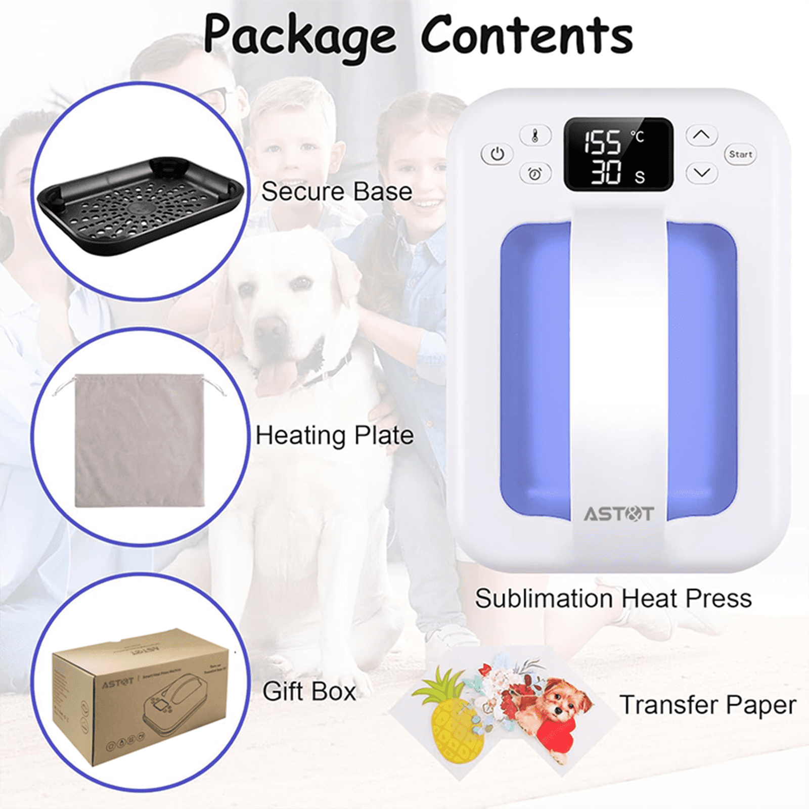 AST&T Heat Press Machine 7"x4.8" Lavender Purple, Portable Digital Easy Press for DIY T-Shirts, HTV Vinyl & Sublimation