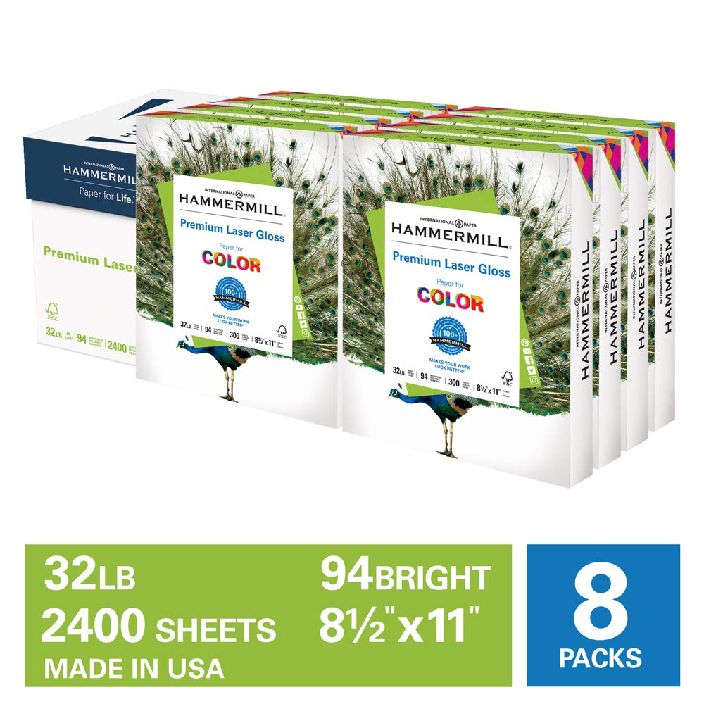 Hammermill Glossy Paper, 32lb Premium Laser Gloss Copy Paper 8.5x11, 8