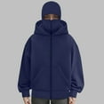 thumbnail image 5 of UngA Men's Balaclava Hoodie Fashion Double Zip Up Hoodie Women Long Sleeve Windproof Athletic Sweatshirt with Warm Mask (Navy,S), 5 of 5