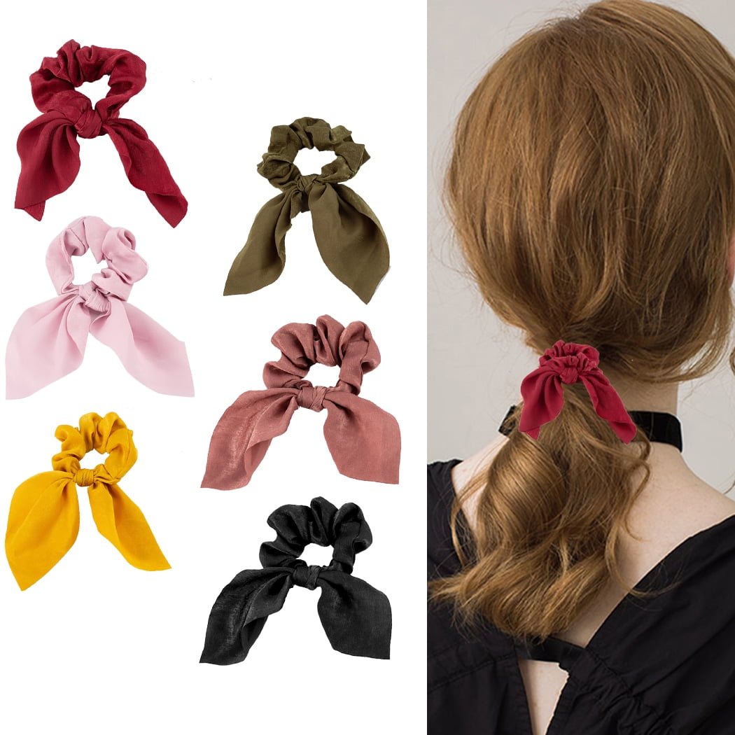 Kapmore Kapmore 6PCS Hair Scrunchies for Women Satin Hair Ties Hair Rope Bowknot Scrunchies