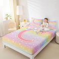 thumbnail image 4 of Homewish Initial C Letter Queen Sheet Sets for Girls, Dreamy Galaxy Stars Rainbow Flat Sheet, Cute Princess Style Queen Fitted Sheet, Ultra Soft Bedroom Decor, 4-Piece, 4 of 7